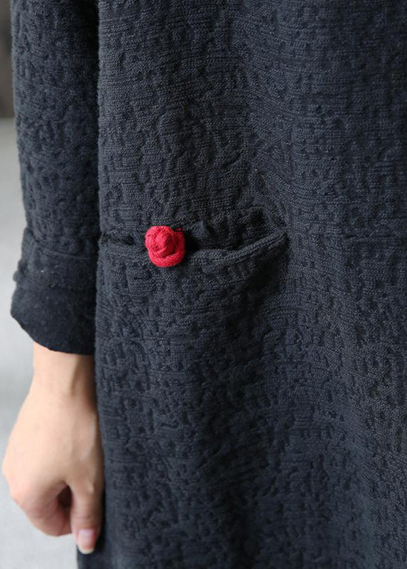 Loose Cotton Wardrobes A-line Long Sleeve Cotton Loose Retro Dress