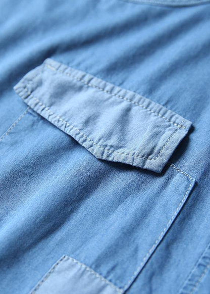 Loose Cotton Clothes for Korea Blue Denim Two Piece Suit