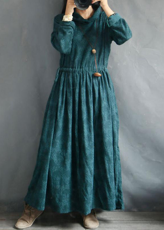 Loose Cotton Linen Clothes Cotton Linen Turtleneck Retro Dress