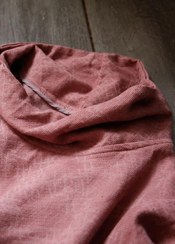 Loose Cotton Linen Clothes Cotton Linen Turtleneck Retro Dress