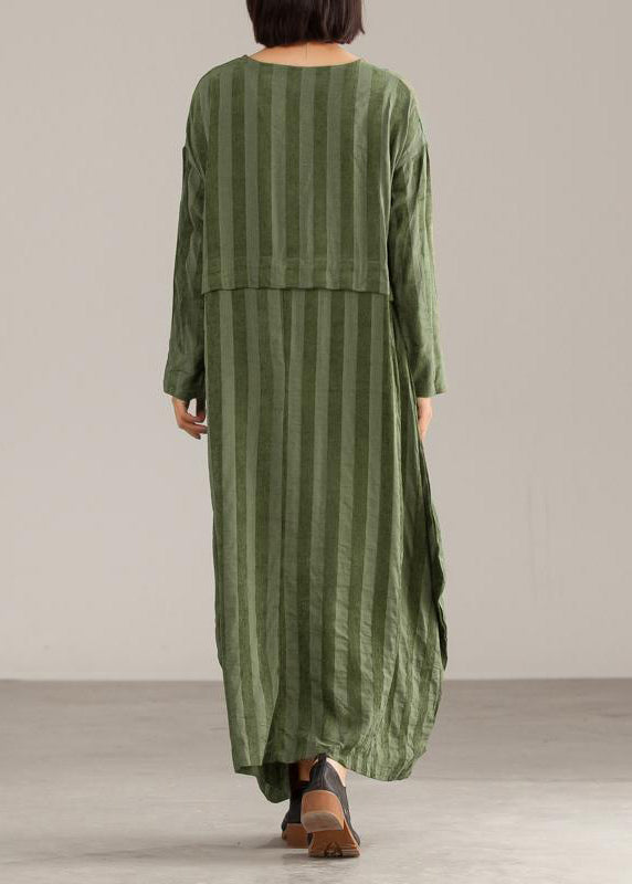 Loose Cotton Tunics for Striped Loose O-neck Maxi Dress