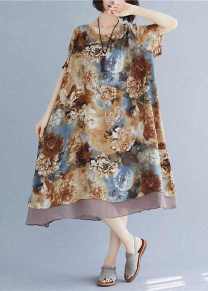 Loose Clothes O Neck Short Sleeve Loose Dress