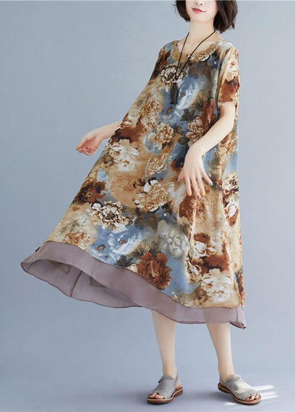 Loose Clothes O Neck Short Sleeve Loose Dress