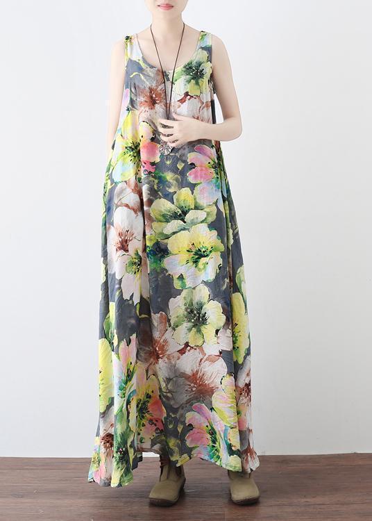 Loose Cotton Clothes Neckline Sleeveless Robe Summer Dresses