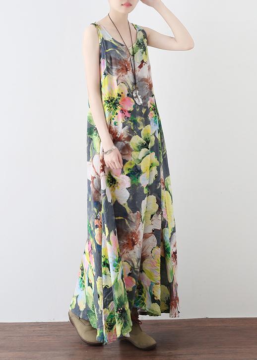 Loose Cotton Clothes Neckline Sleeveless Robe Summer Dresses