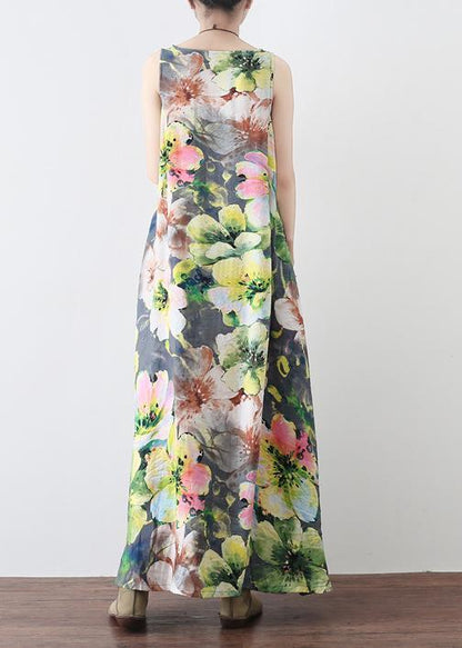 Loose Cotton Clothes Neckline Sleeveless Robe Summer Dresses