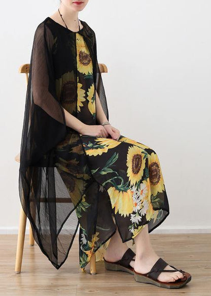 Loose Cotton Dresses False Two Pieces Long Summer Dresses