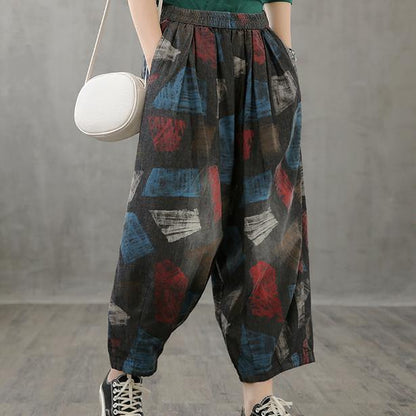 Loose High-waisted Jeans Children's Red Printed Wide-leg Pants