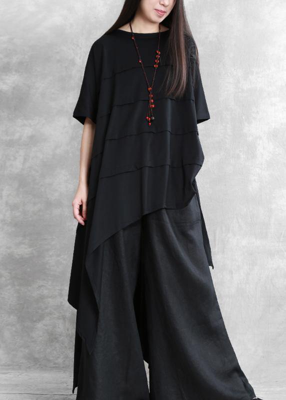 Loose Irregular Black Two-piece Personality Tops Wide-leg Pants