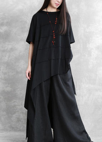 Loose Irregular Black Two-piece Personality Tops Wide-leg Pants