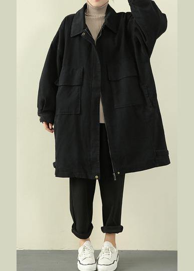 Loose Lapel Collar Springtunics for Black Oversized Outwears