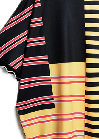 Loose Multicolor Striped Silk Blended Clothes Linen Patchwork Summer Dress