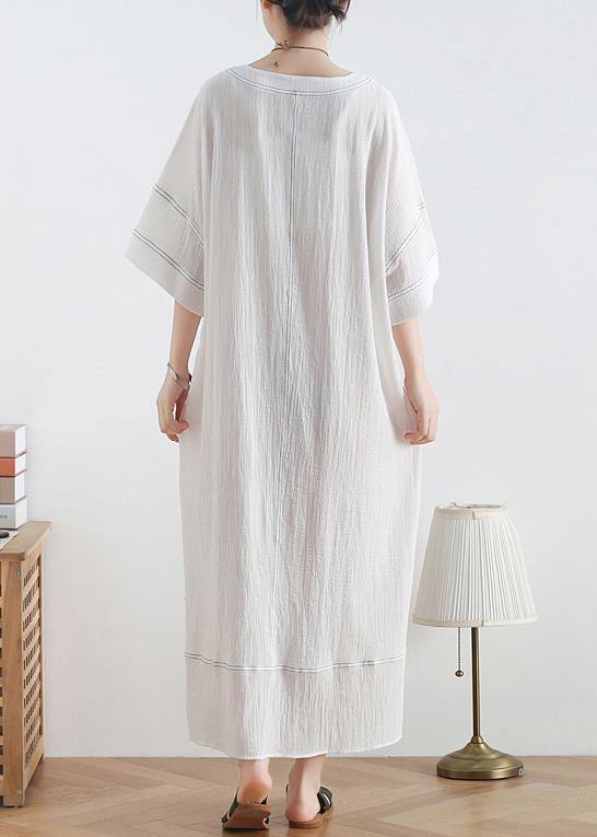 Loose O Neck Baggy Linen Summer Clothes for Design White Dresses
