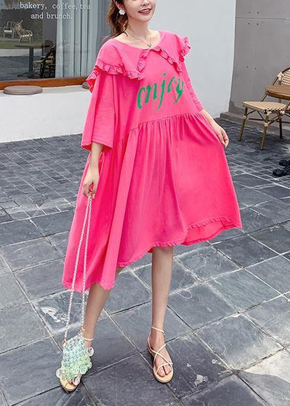 Loose Rose Letter Clothes for Ruffled Batwing Sleeve Dresses