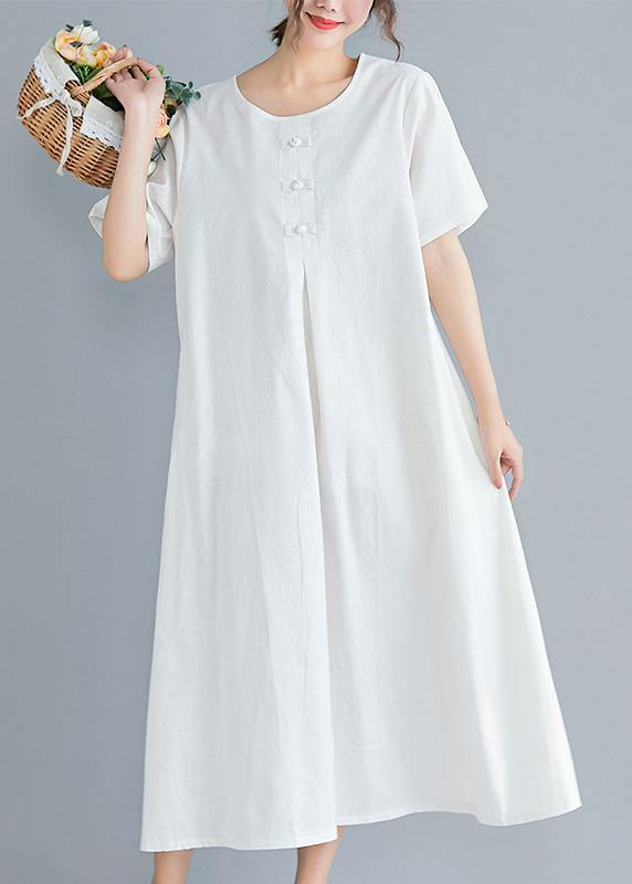 Loose Color Cotton Clothes Tutorials White Art Dress Summer