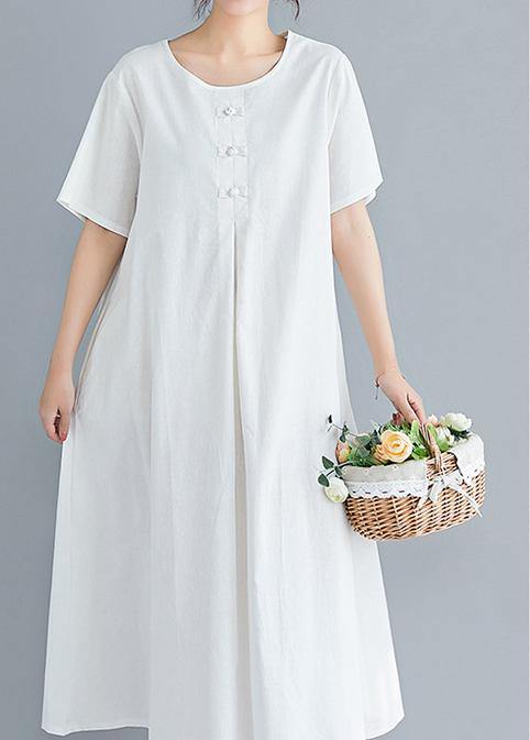 Loose Color Cotton Clothes Tutorials White Art Dress Summer
