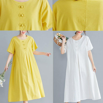 Loose Color Cotton Clothes Tutorials White Art Dress Summer