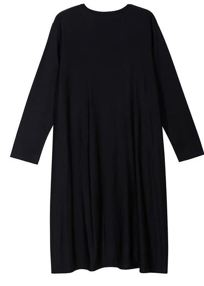 Loose Tassel Cotton Patchwork Quilting Clothes Pattern Black Prints a Line Dresses