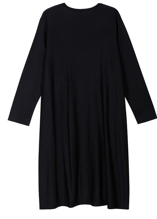 Loose Tassel Cotton Patchwork Quilting Clothes Pattern Black Prints a Line Dresses