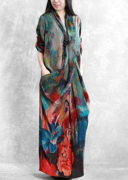 Loose V Neck Asymmetric Wonderful Summer Dress Chiffon