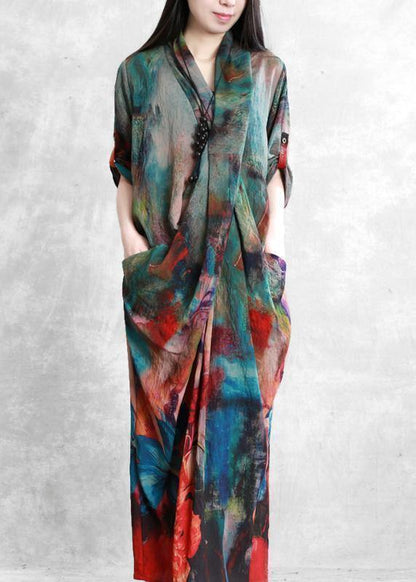 Loose V Neck Asymmetric Wonderful Summer Dress Chiffon
