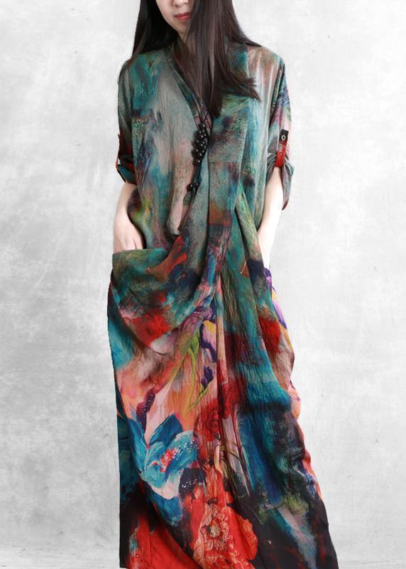 Loose V Neck Asymmetric Wonderful Summer Dress Chiffon