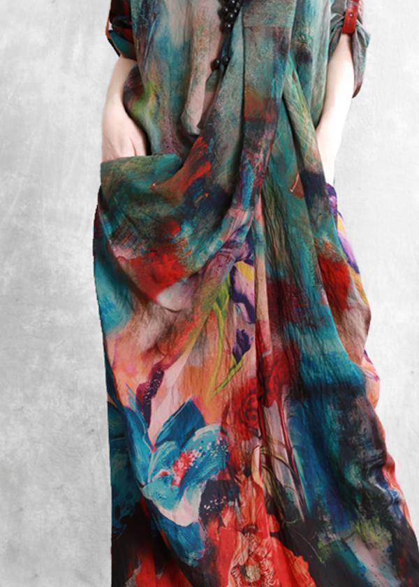 Loose V Neck Asymmetric Wonderful Summer Dress Chiffon