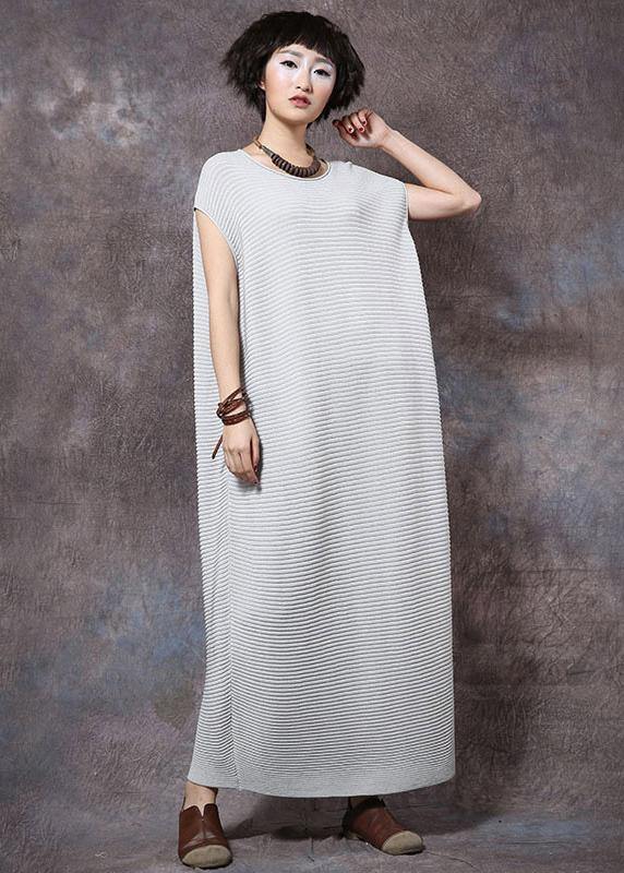 Loose White Cotton Tunics Sleeveless Maxi Summer Dress