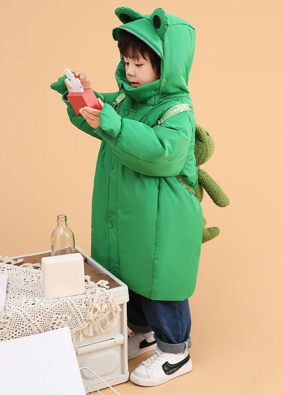 Green Hooded Zippered Duck Down Winter Coats Winter