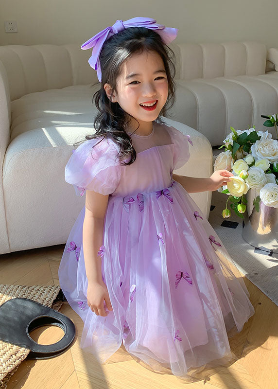 Green Wrinkled Butterfly Patchwork Tulle Baby Dresses Summer