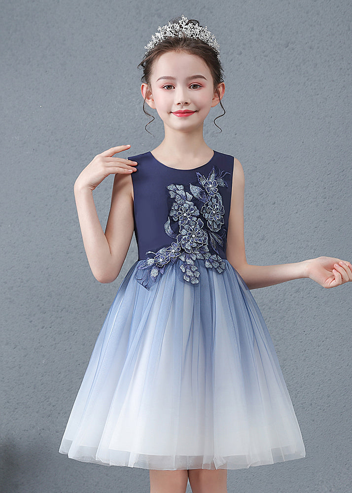 Navy Jacquard Slim Fit Tulle Baby Dress Summer