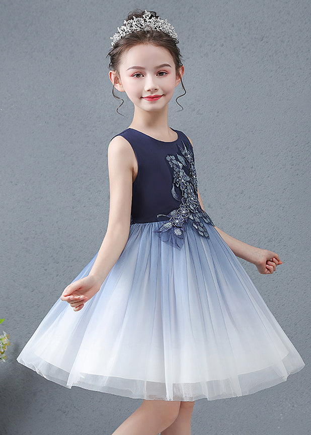 Navy Jacquard Slim Fit Tulle Baby Dress Summer