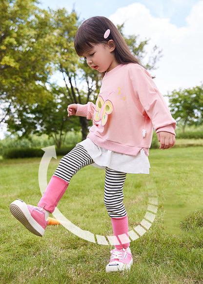 Pink Butterfly Patchwork Sweatshirts and Pants Two Pieces Set Spring