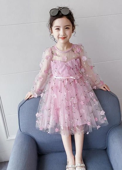 Pink Decorated Patchwork Tulle Baby Princess Dresses Summer
