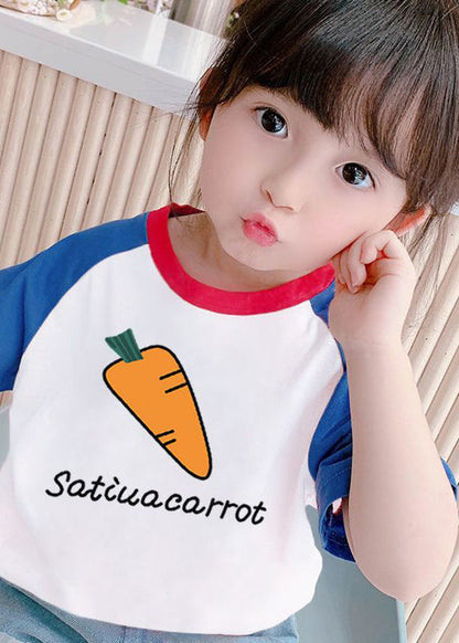 Pink Purple O-neck Graphic Print Kids Tops Summer