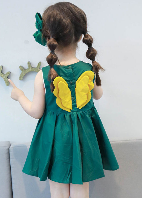 Yellow Patchwork Cotton Mid Dresses Sleeveless