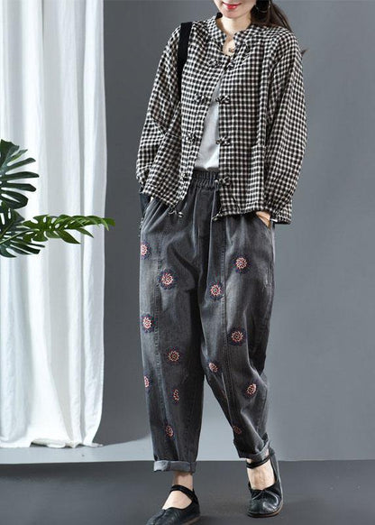 Luxury Blue O-Neck Plaid Fall Long Sleeve Trench
