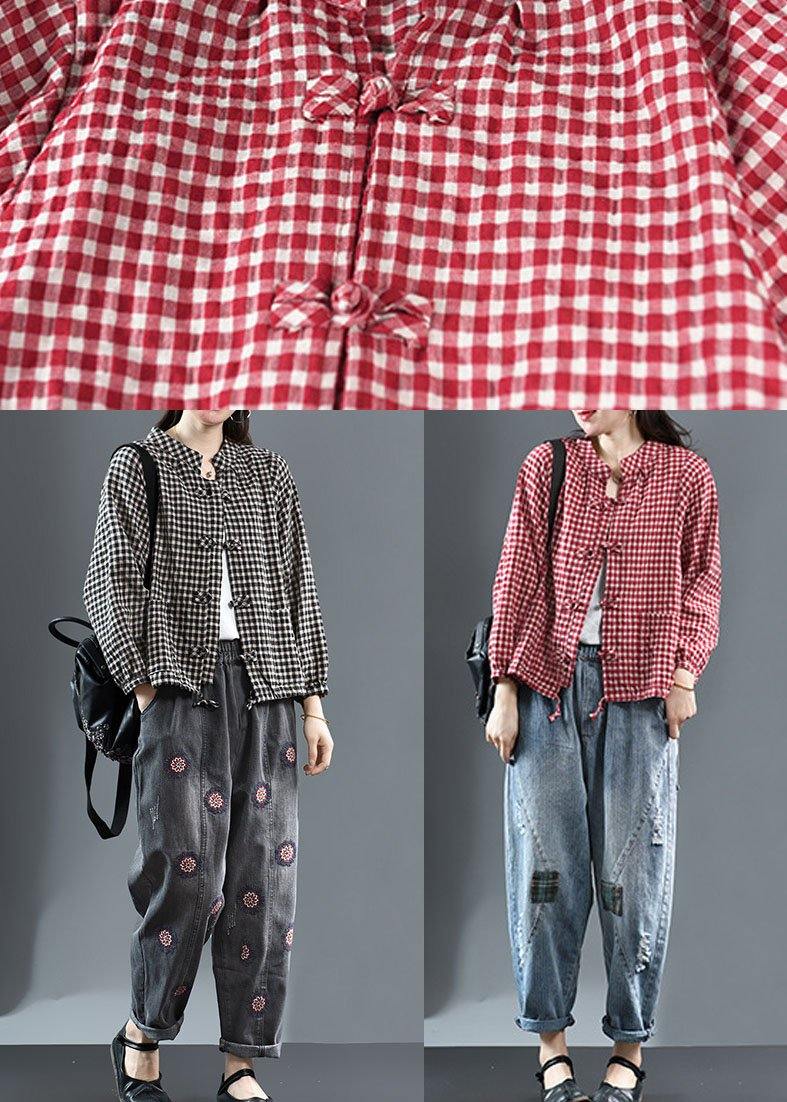 Luxury Purple O-Neck Plaid Fall Long Sleeve Trench