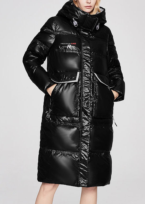 Black Pocket Sfine Warm Winter Duck Down Coat