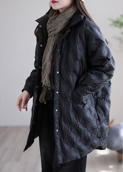 Black Pockets Patchwork Winter Duck Down Coat