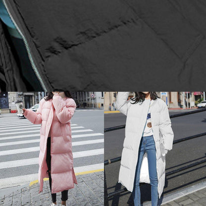 Loose Fitting Snow Jackets Winter Outwear Green O Neck Pockets Duck Down Coat