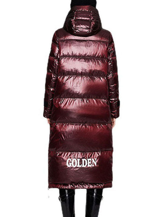 Mulberry Pockets Graphic Lengthen Winter Duck Down Jacket