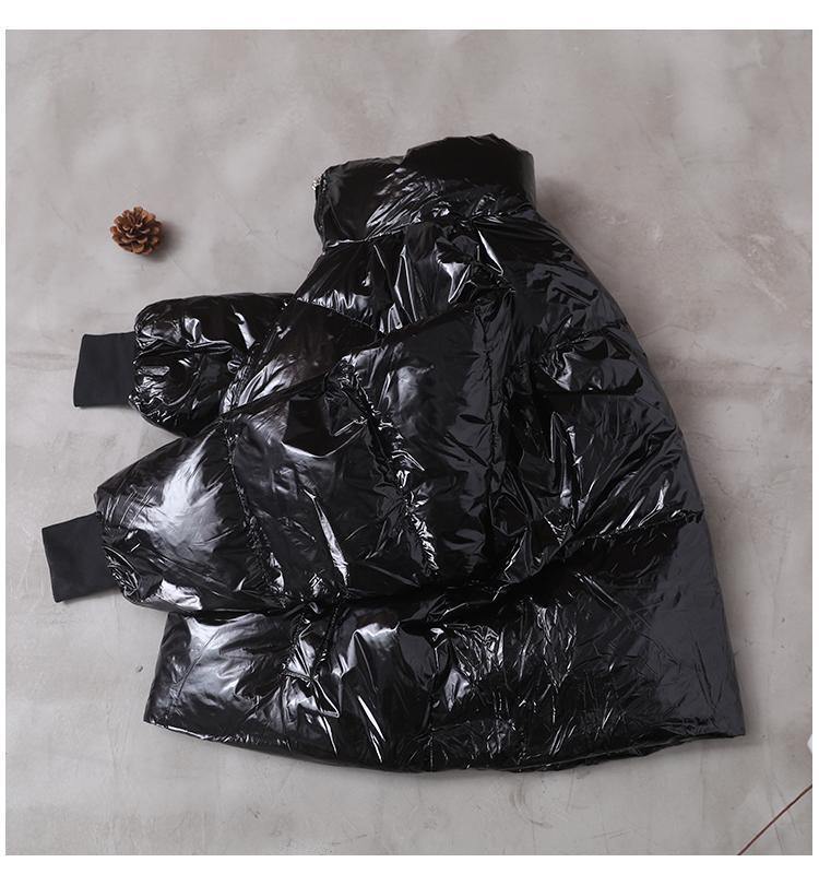 Black Hooded Goose Down Coat Clothing Down Jacket Winter Stand Collar Coats