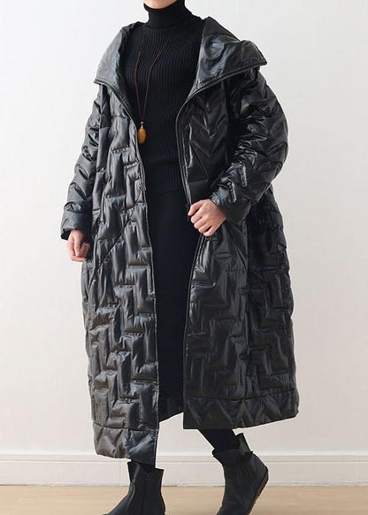 Black Warm Warm Winter Coat Plussize Hoodeddown Jacket Glossynew Coats