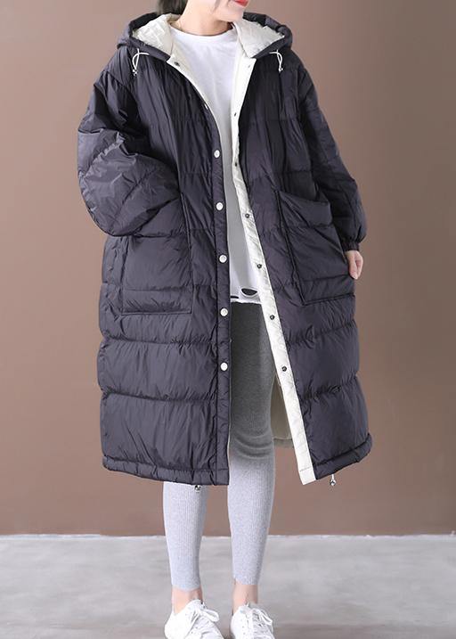 Black Warm Winter Coat Parka Hooded Pockets Warm Coats