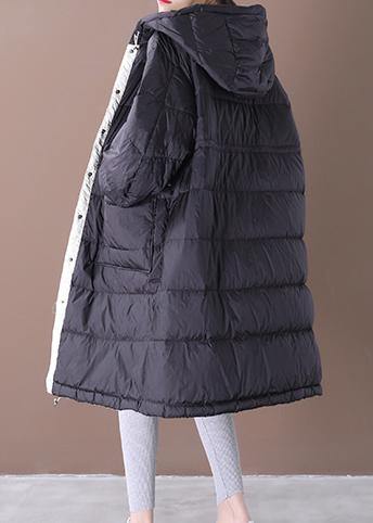 Black Warm Winter Coat Parka Hooded Pockets Warm Coats