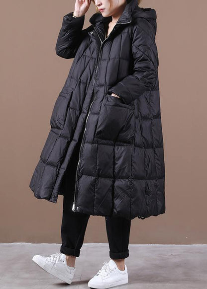 Black Warm Winter Coat Parka Hooded Zippered Coats