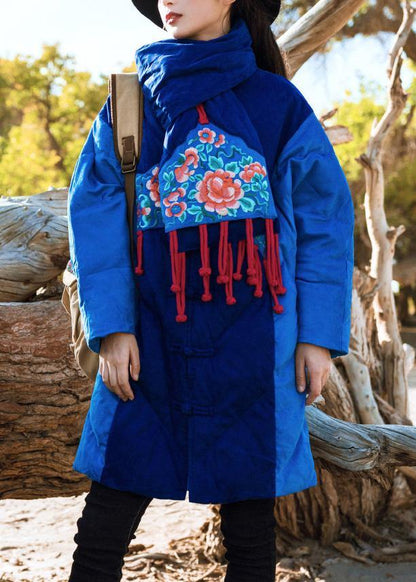 Blue Winter Outwear Clothing Jackets & Coats Stand Collar Patchwork Winter Coats
