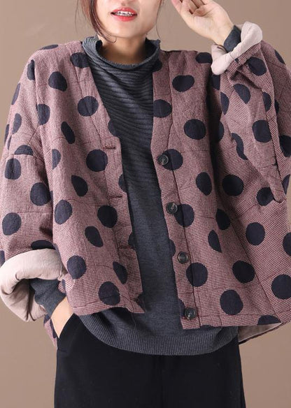 Jackets Red Plaid Dotted V Neck Button Down Coats