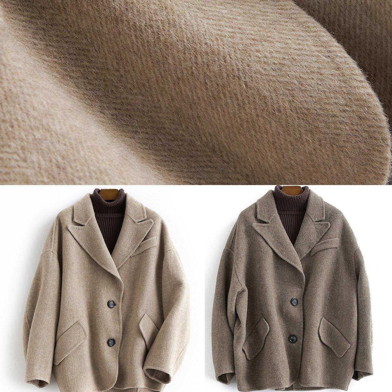 Chocolate Wool Coat Woman Coats Button Down Notched Coats